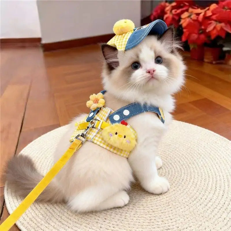 Dog Cat Hat Spring/Summer Harness and Leash