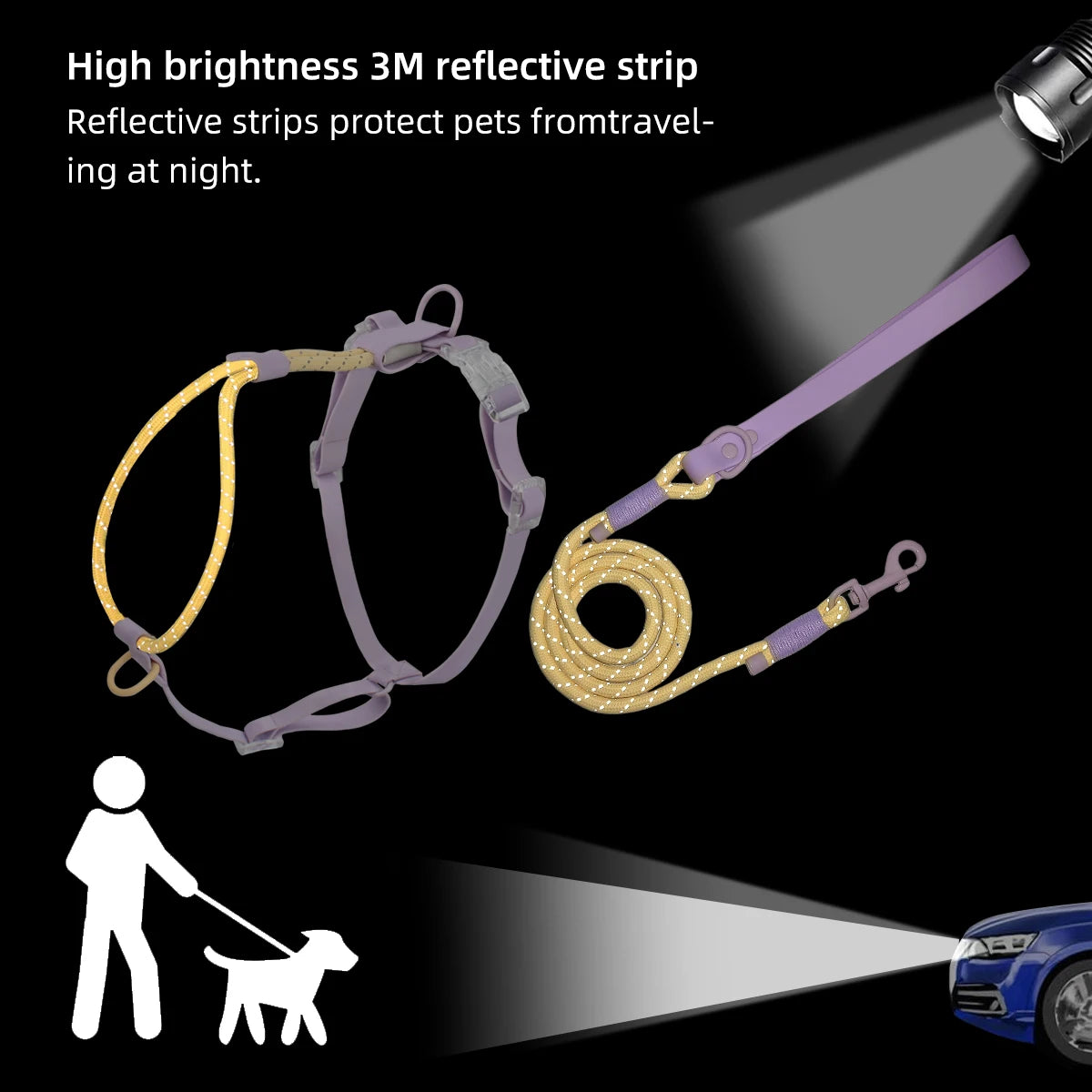 Small And Medium Harness Reflective Nylon Leashes