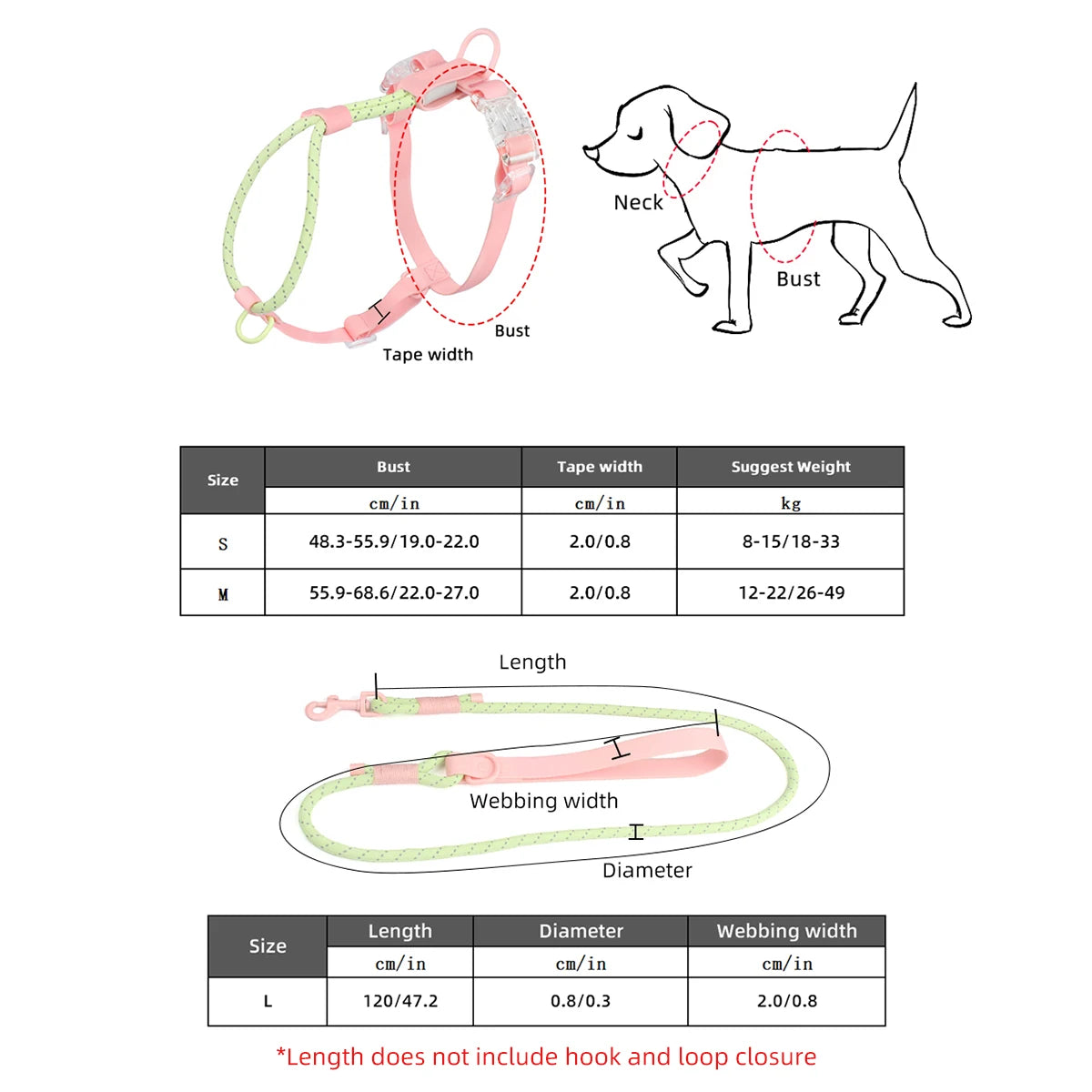 Small And Medium Harness Reflective Nylon Leashes