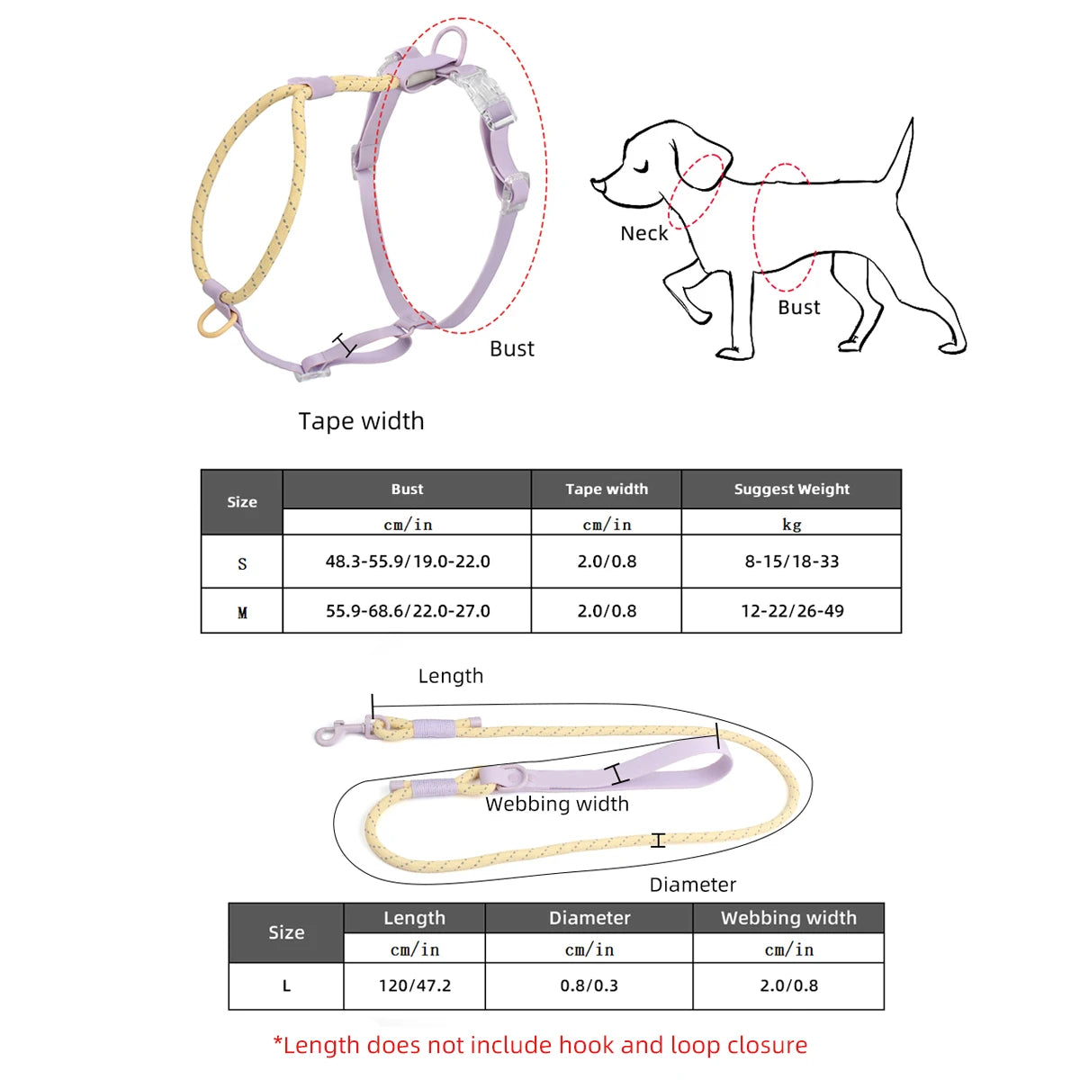 Small And Medium Harness Reflective Nylon Leashes